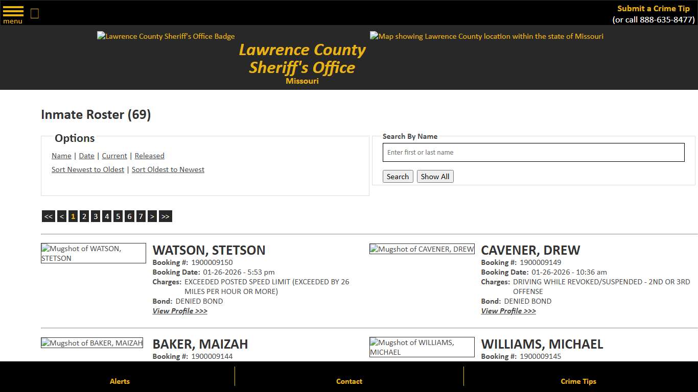 Inmate Roster - Current Inmates Booking Date Descending - Lawrence County Sheriff MO